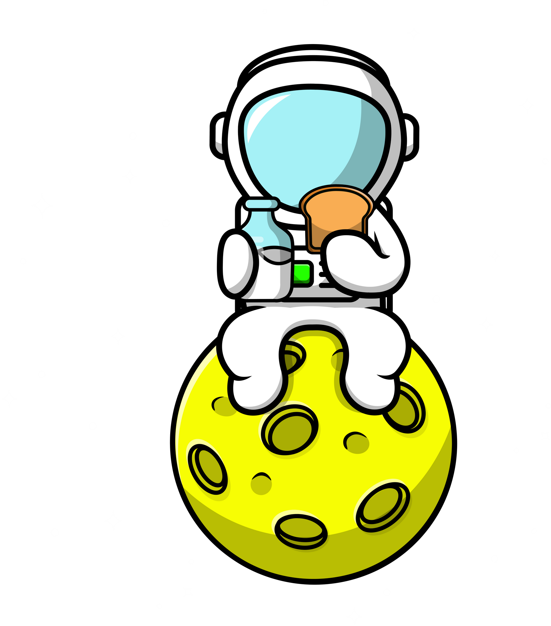 Astronaut with Bread and Milk on Moon